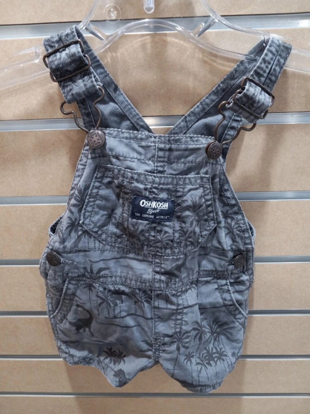 Osh Kosh Bgosh Vestbak Baby Boys Shorts Bib Overalls Size 3 Months Dinosaurs